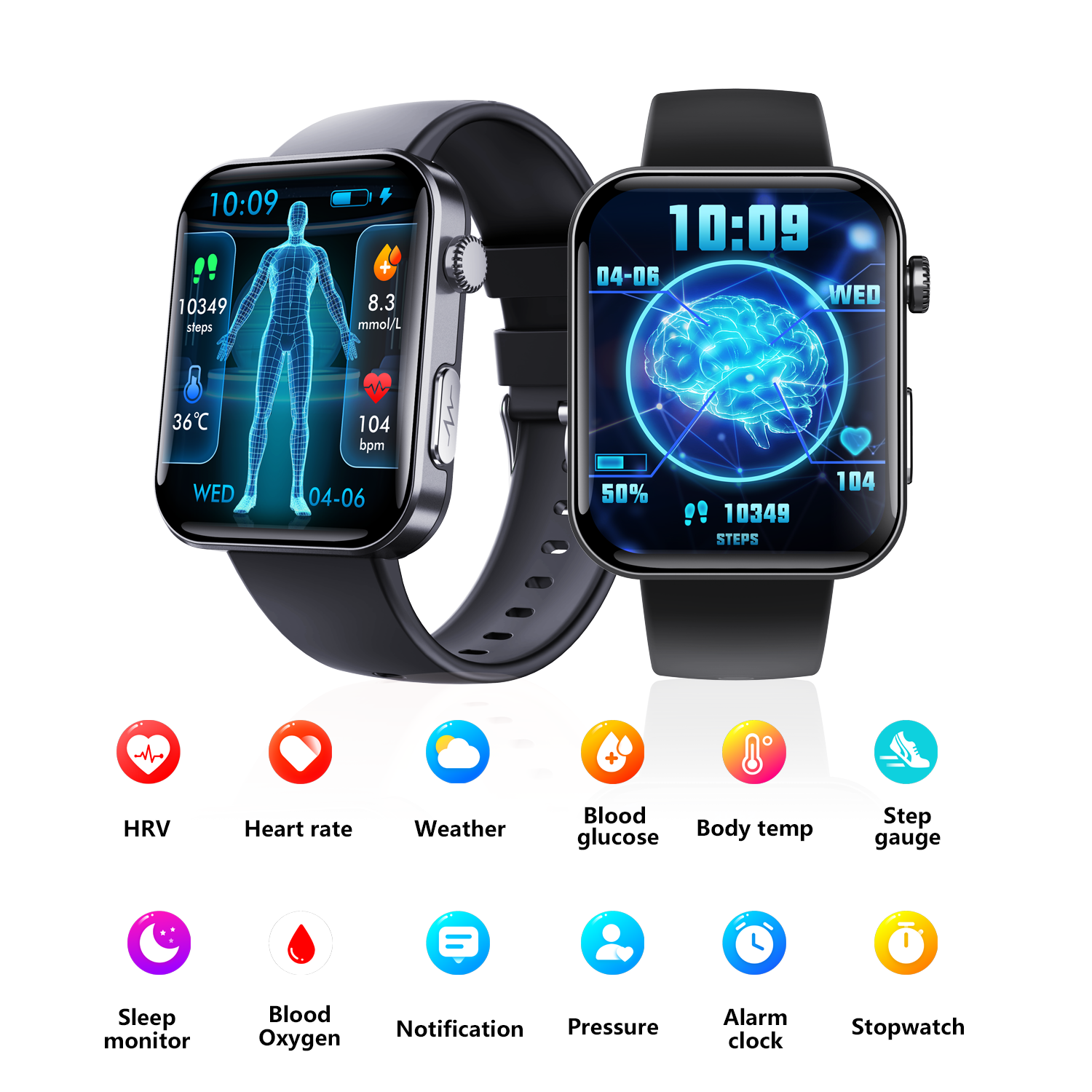 ECG smart watch with blood pressure monitor body temperature blood glucose heart rate blood oxygen-0