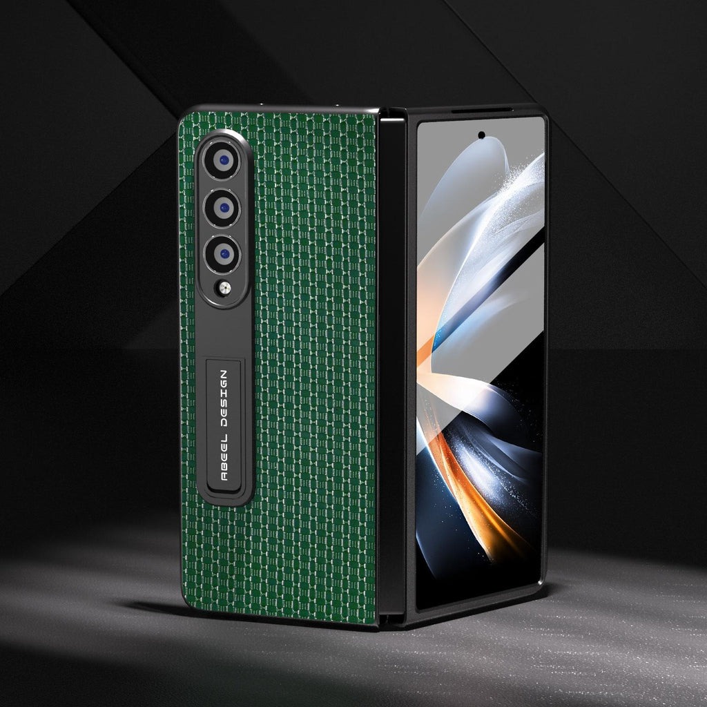 NNEDSZ Premium Leather Phone Case With Holder For Samsung Galaxy Z Fold 4 / 5G - Luxury Design - Night Green-2