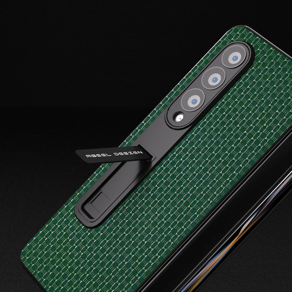 NNEDSZ Premium Leather Phone Case With Holder For Samsung Galaxy Z Fold 4 / 5G - Luxury Design - Night Green-4