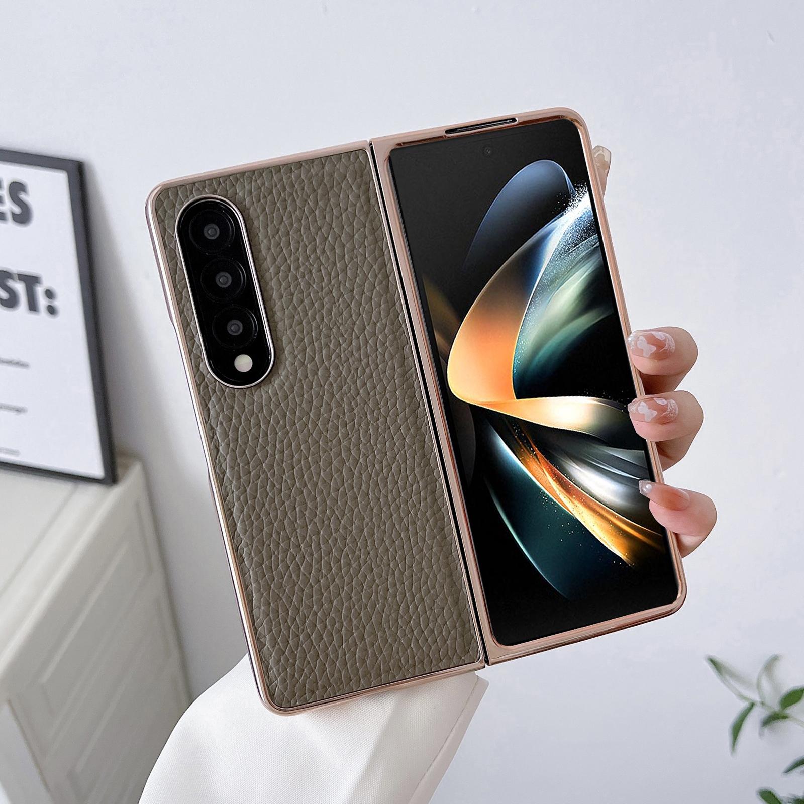 NNEDSZ Star Series Nano Electroplating Pu Case For Samsung Galaxy Z Fold 4 - Blue