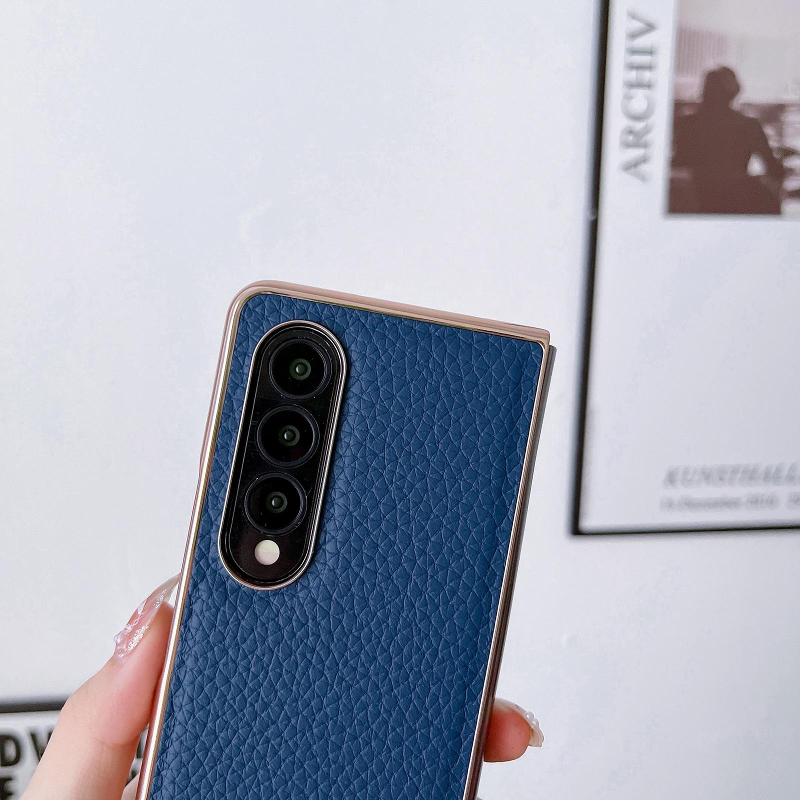 NNEDSZ Star Series Nano Electroplating Pu Case For Samsung Galaxy Z Fold 4 - Blue