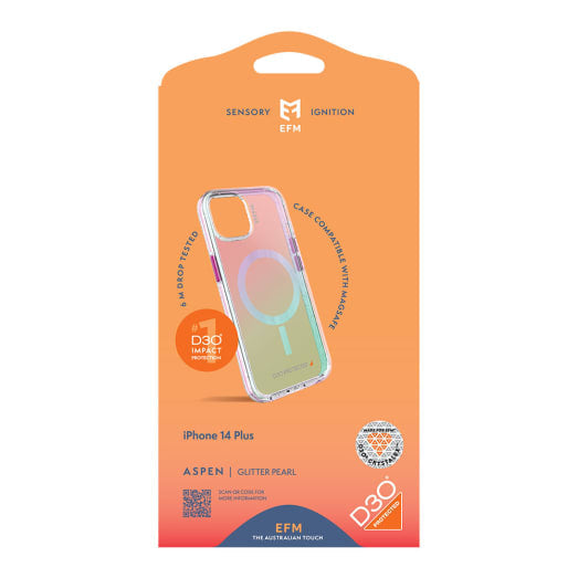 NNEDSZ EFM Aspen Case Armour with MagSafe D3O Crystalex For iPhone 14 Plus (6.7") - Glitter Pearl
